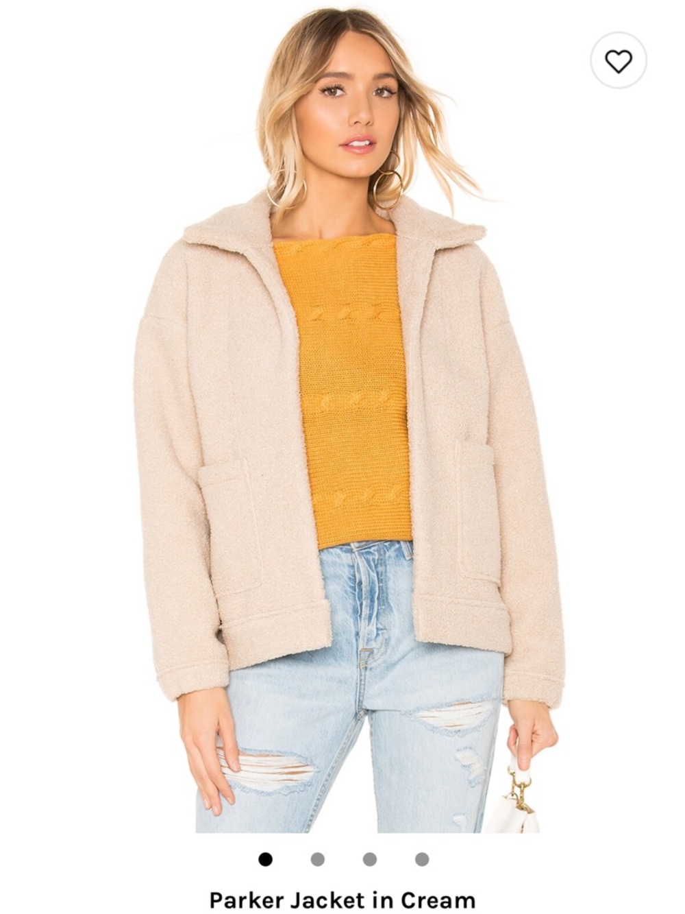 Line & Dot Teddy Jacket in Cream